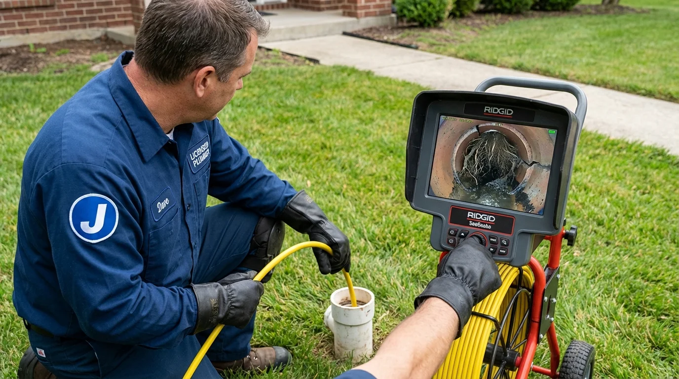 Sewer camera inspection being performed by Johns Plumbing LLC in Gilford