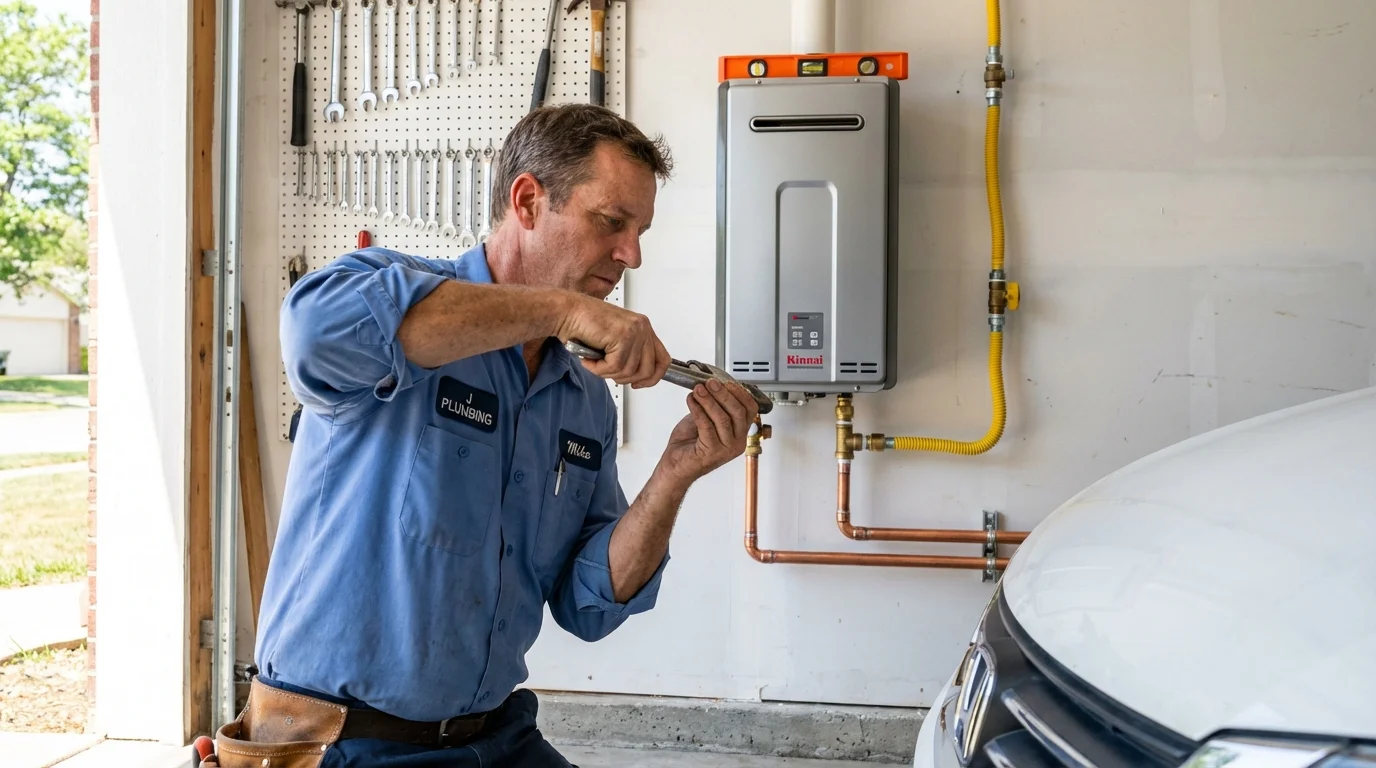 Tankless water heater installation by a Johns Plumbing LLC plumber in Gilford